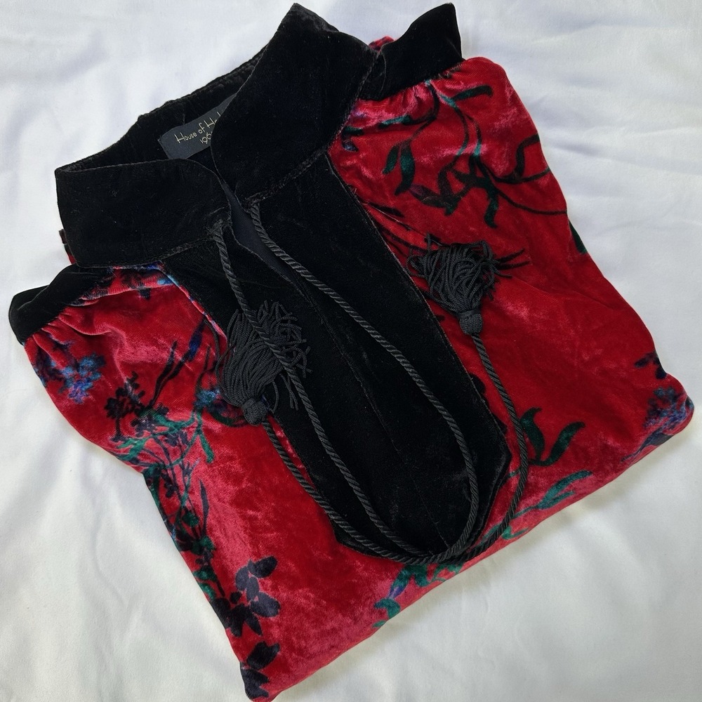 House Of Harlow 1960 x Revolve Red Velvet Long Sleeve Peasant Blouse Small - Picture 6 of 9